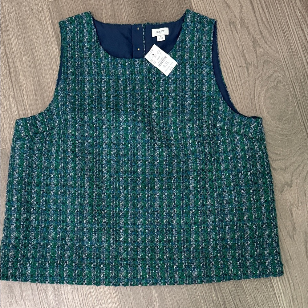 J. Crew Blue and Green Textured Tank Top